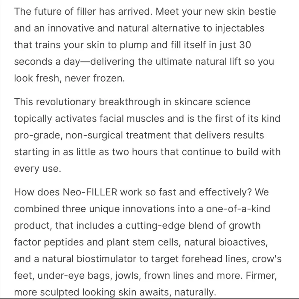 Neora Neo-Filler Lift & Fill Corrective Elixir, New Product; No Box